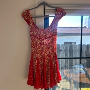 Free People Red Floral Backless Dress
